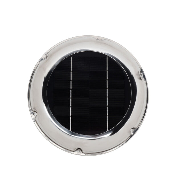 WATTSTUNDE® AERO Solarlüfter mit Akku rund, chrom